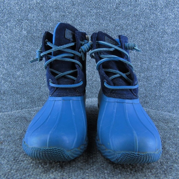 Sperry Blue‎ Duck Boots Women 6 Medium Lace Up Rubber Waterproof Casual - Picture 2 of 8